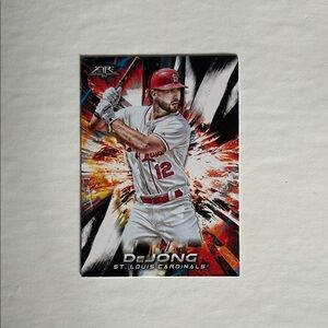 Paul Dejong Baseball Trading Card with Player in White and Red Uniform